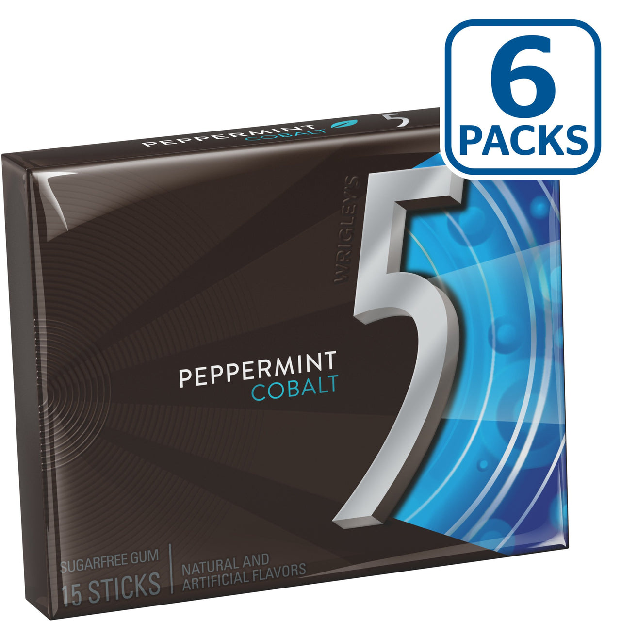 5 Sugar Free Gum, Cobalt Peppermint, 6 Count (Pack of 1)