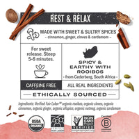 Numi Organic Tea Rooibos Chai, 18 Count Box of Tea Bags, Herbal Teasan, Caffeine-Free (Packaging May Vary)