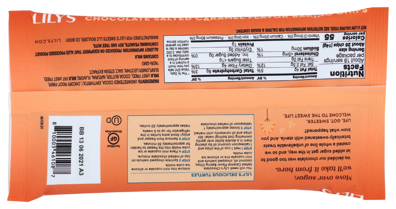 Lily's  Chocolate Baking Chips Chocolate Salted Flavor, Caramel, 9 Oz