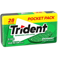 Trident Spearmint Sugar Free Gum, 28 Piece Pocket Pack