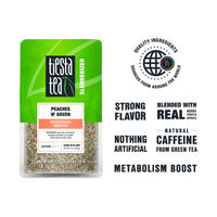 Tiesta Tea - Peaches N Green, Loose Leaf Smooth Peach Green Tea, Medium caffeine, Hot & Iced Tea, 1.5 oz Pouch - 25 Cups, Green Tea Loose Leaf