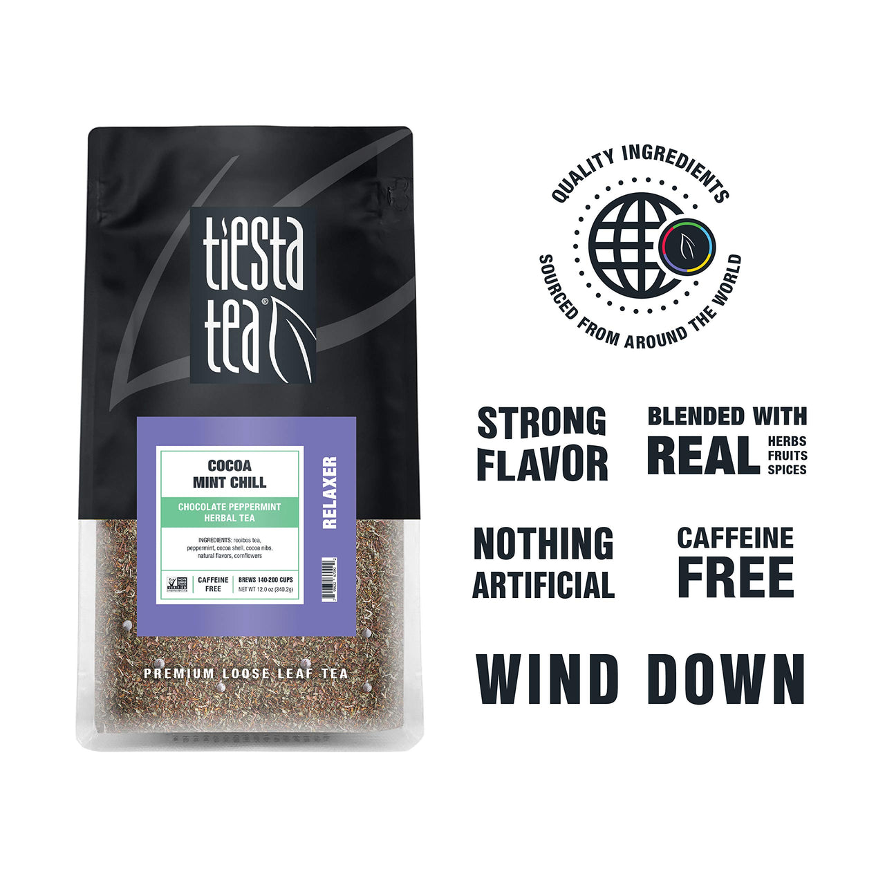 Tiesta Tea - Cocoa Mint Chill, Loose Leaf Chocolate Peppermint Herbal Tea, No Caffeine, Hot & Iced Tea, 12 oz Bulk Bag - 200 Cups, Natural Flavors, Stress Relief, Herbal Tea Loose Leaf