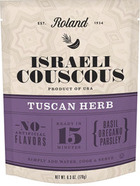 Roland Foods Tuscan Herb Israeli Couscous, Sourced in the USA, 6.3-Ounce Pouch