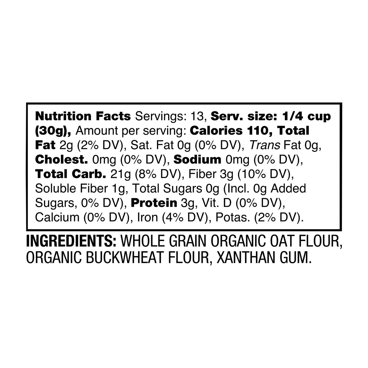 Oatsome Organic Oat Flour Blend, Whole Grain, Gluten-Free, All Purpose Flour for Baking, Vegan, 14 oz