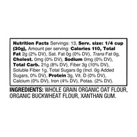 Oatsome Organic Oat Flour Blend, Whole Grain, Gluten-Free, All Purpose Flour for Baking, Vegan, 14 oz