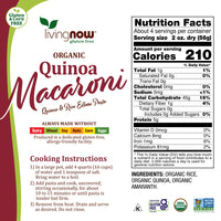 NOW Foods, Organic Quinoa Macaroni, Gluten-Free, Corn-Free, Non-GMO Elbow Pasta, 8-Ounce