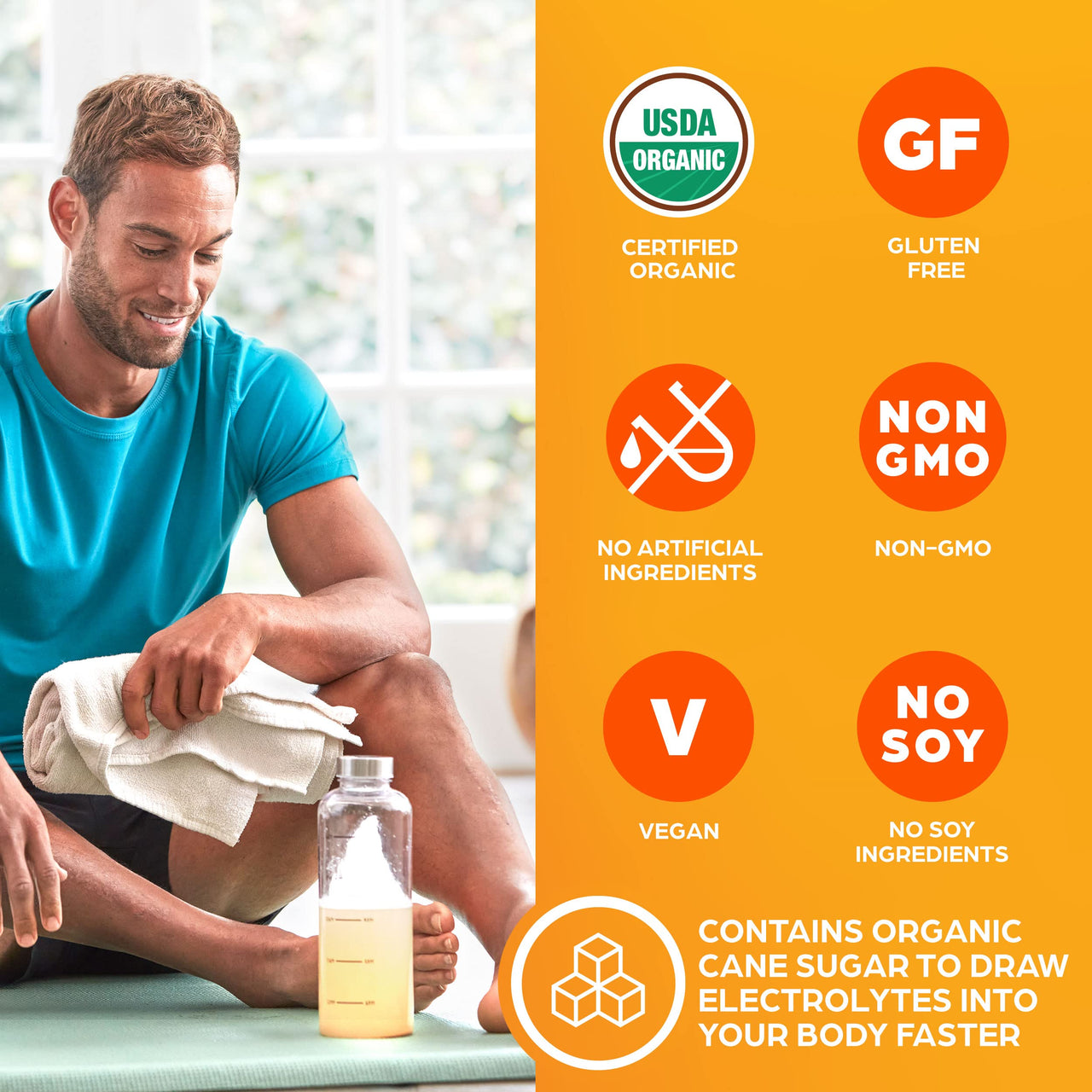 Organic Rapid Hydration Packets by Orgain, Orange Tangerine Hydro Boost - With Electrolytes & Superfoods, Less Sugar, Gluten Free, Vegan, No Soy Ingredients or Artificial Flavors, Non-GMO (Pack of 16)