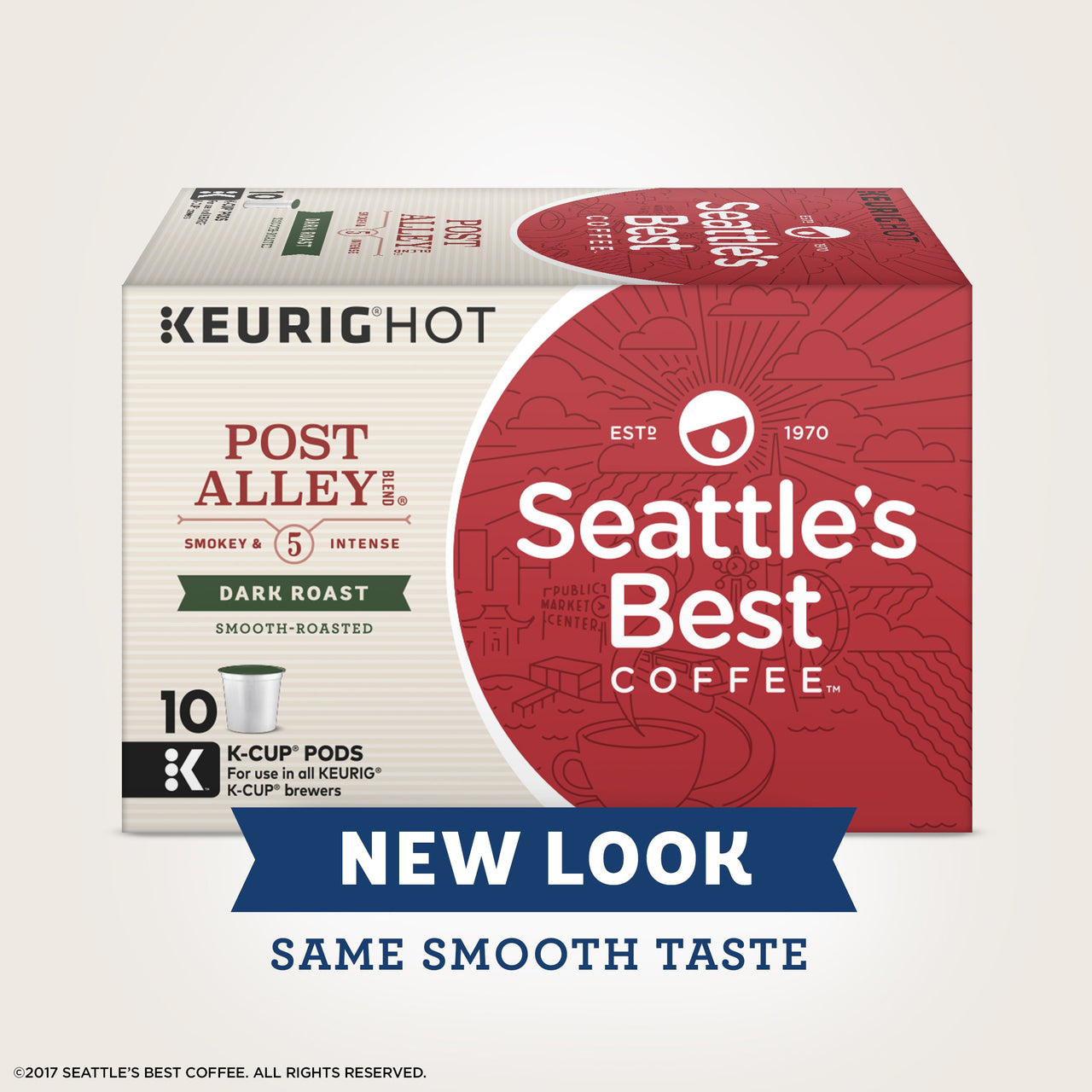 Seattle's  Best Coffee Post Alley Blend (Previously Signature Blend No. 5) Dark Roast Single Cup Coffee for Keurig Brewers, 1 Box of 10 (10 Total K-Cup pods)