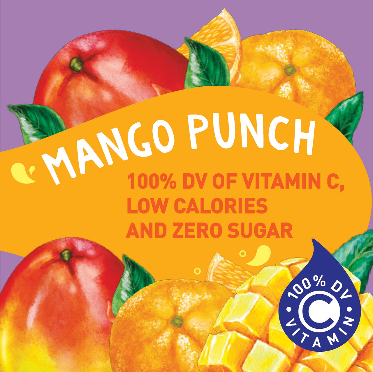 Tampico Singles To Go Drink Mix Packets, Mango Punch, Zero Sugar, Low Calorie, 100% DV of Vitamin C per Serving, Convenient, On-The-Go Water Enhancers, 6 Count