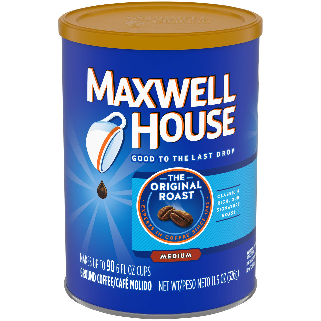 Maxwell House The Original Roast Medium Roast Ground Coffee, 11.5 oz Canister