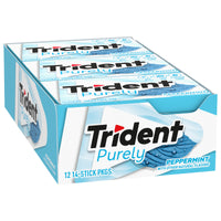 Trident Purely Peppermint Sugar Free Gum, 12 Packs of 14 Pieces (168 Total Pieces)