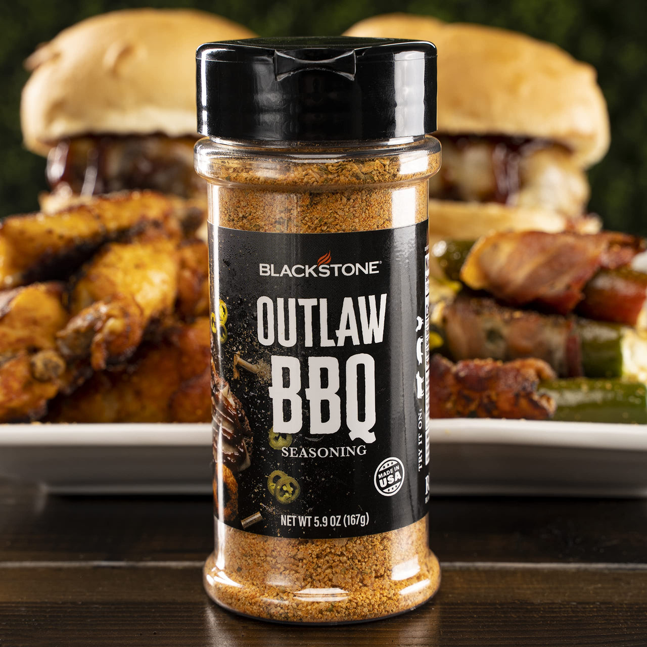 Blackstone 4160 Outlaw BBQ Powder for Beef, Poulty, Pork, Chicken, Fries, Steaks Tasty Spices with Sweetness and Citrus, All-Purpose Cooking Grilling Barbecue Seasoning, 5.9 Oz, (Pack of 2)