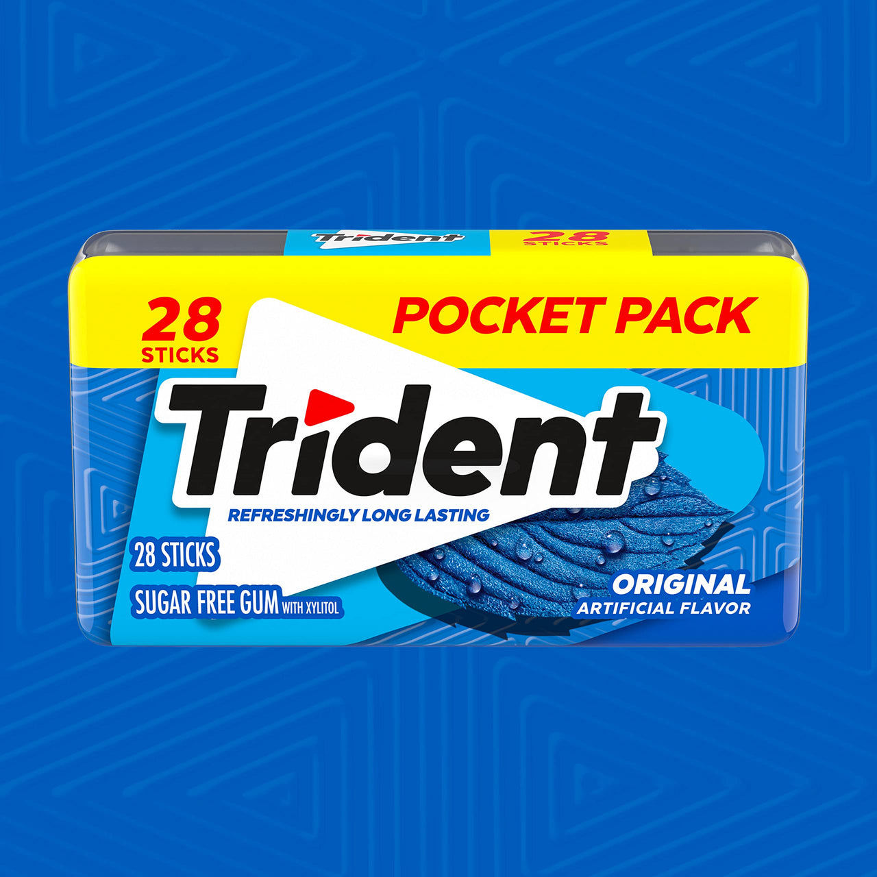 Trident Original Sugar Free Gum, 6 Pocket Packs of 28 Pieces (168 Total Pieces),28 Count (Pack of 6)