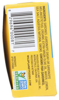 Wild Planet, Wild Sardines In Extra Virgin Olive Oil with Lemon, Lightly Smoked, Tinned Fish, Sustainably Caught, Non-GMO, Kosher, Gluten Free, Keto and Paleo, 4.4 Ounce Single Unit