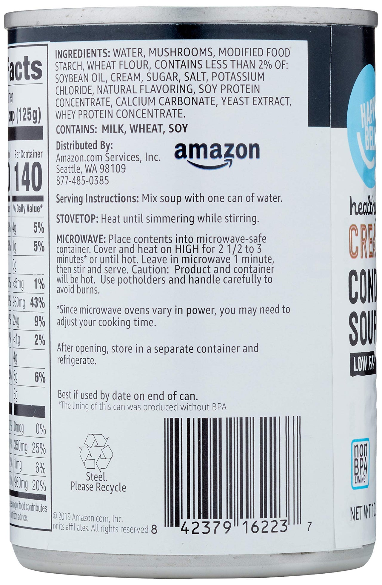 Happy Belly Low Fat Cream of Mushroom Soup 10.5 Ounce