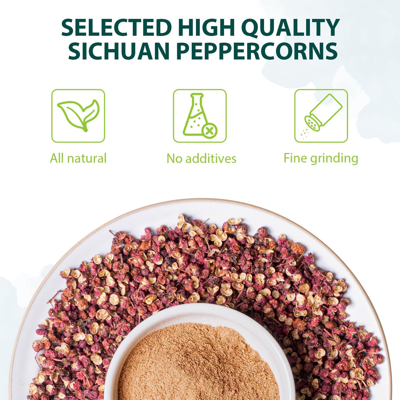 Soeos Sichuan Peppercorn Powder 1oz (28.3g), Non-GMO Verified, Szechuan Peppercorn Powder, Ground Sichuan Green Peppercorns, Green Sichuan Peppercorn Powder, Mapo Tofu Essential Ingredient.