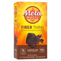 Metamucil Fiber Chewable Thins, Psyllium Husk Fiber Supplement, Chocolate, 12 Ct