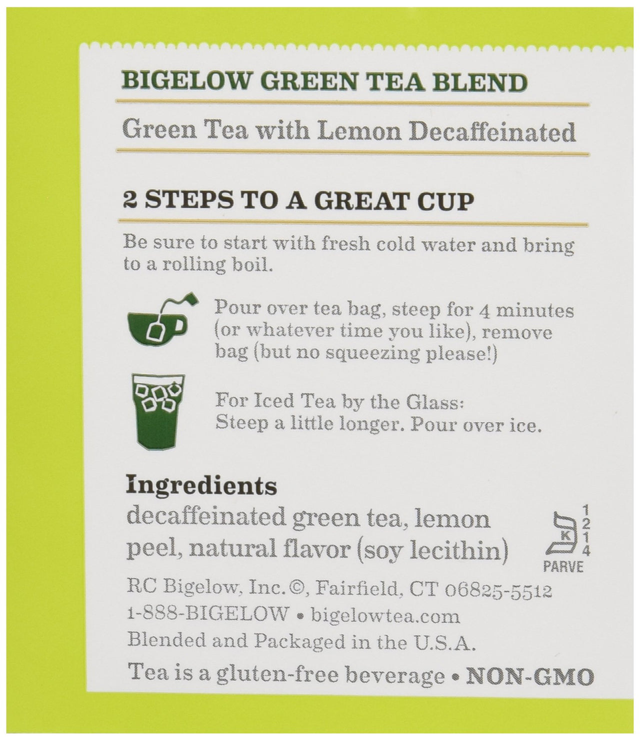 Bigelow Tea Green Tea with Lemon, Decaf, 20 ct