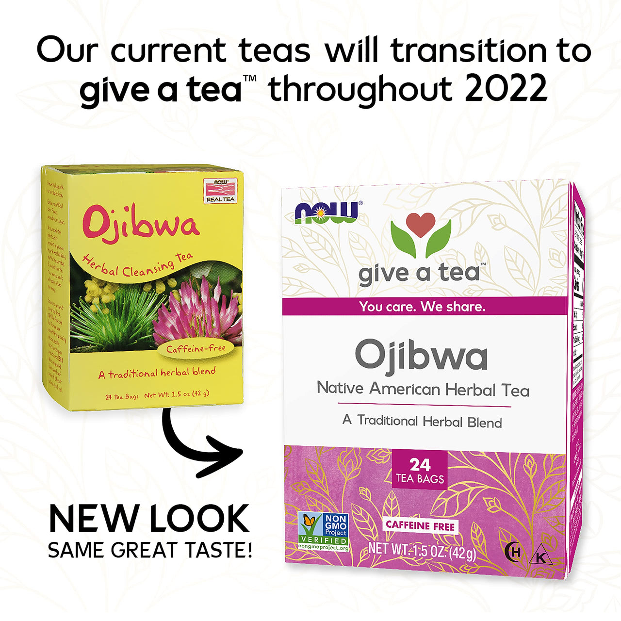 NOW Foods Give a Tea Ojibwa Tea, Herbal, Caffeine-Free, 24 bags, traditional North American blend for overall wellness