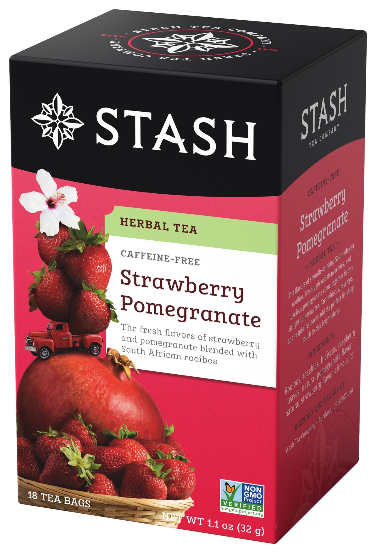 Stash Tea Strawberry Pomegranate Red Tea, 18 Count Tea Bags in Foil, (Pack of 6)