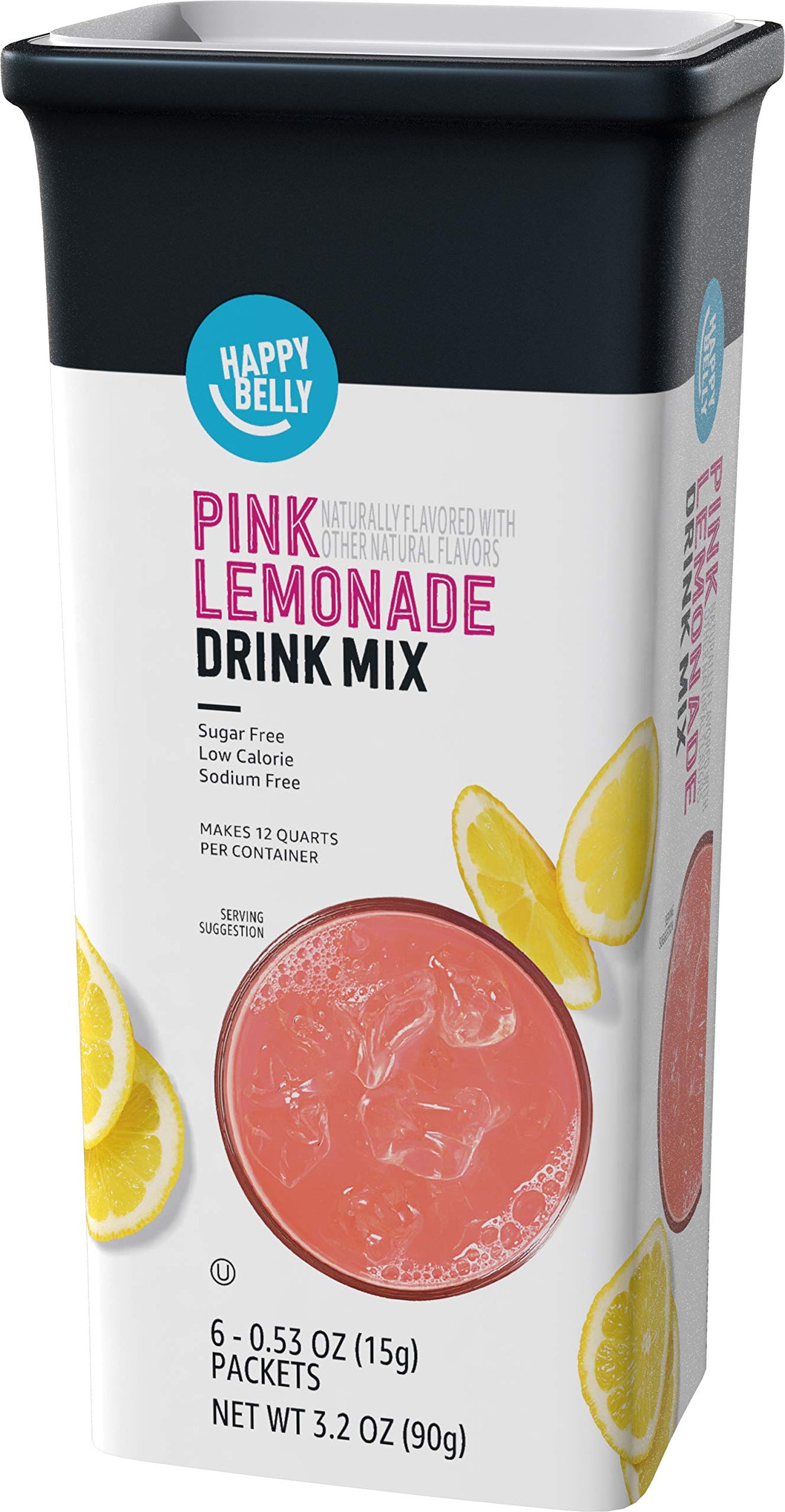 Happy Belly Drink Mix Singles, Pink Lemonade6 Count(Pack of 1) (Previously Solimo)
