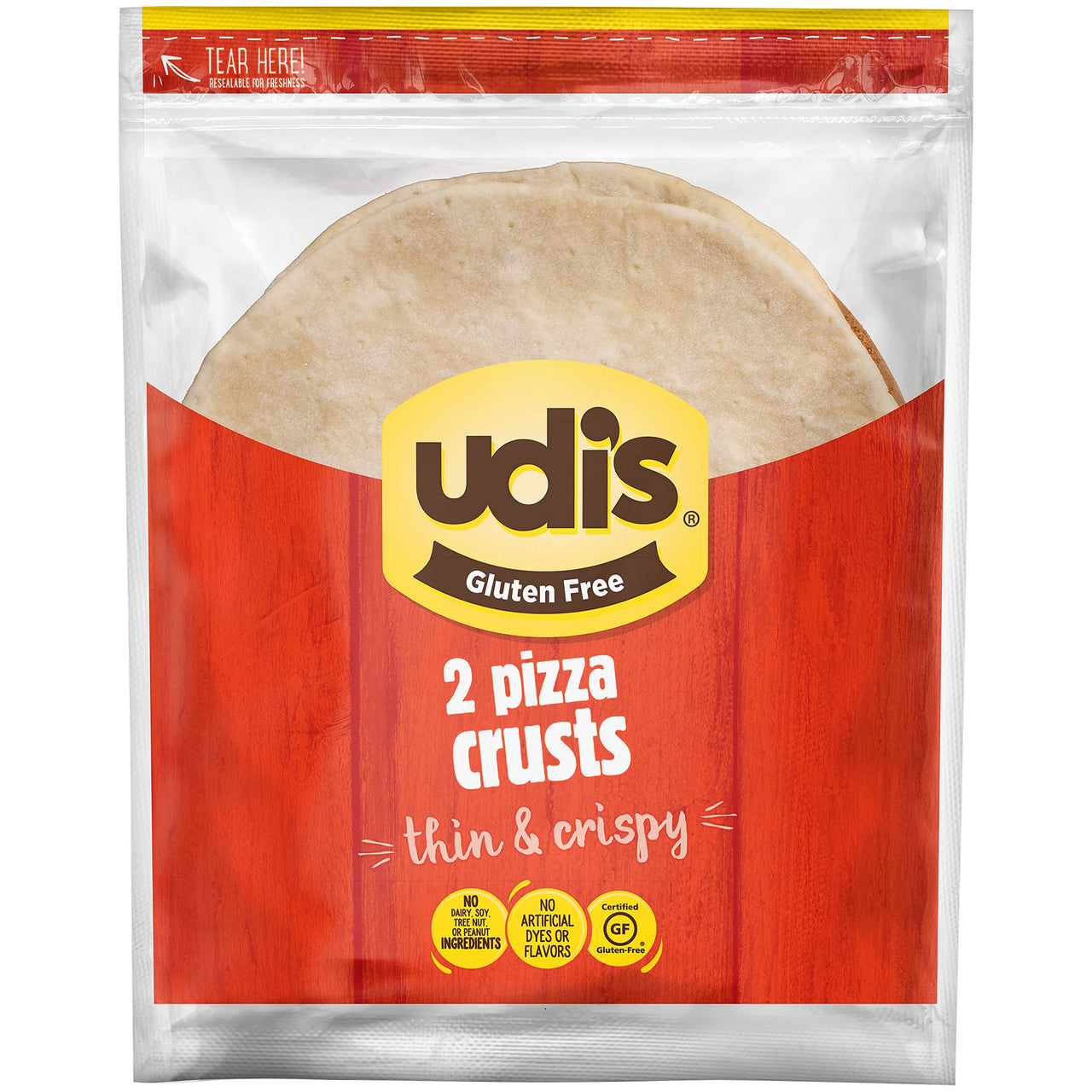 Udi's  Gluten Free Two Cheese Pizza With Crispy Thin Crust, Frozen, 8 oz.