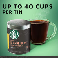 Starbucks Premium Instant Coffee, Blonde Roast, 100% Arabica, 1 Tin - upto 40 cups, 3.17 Oz