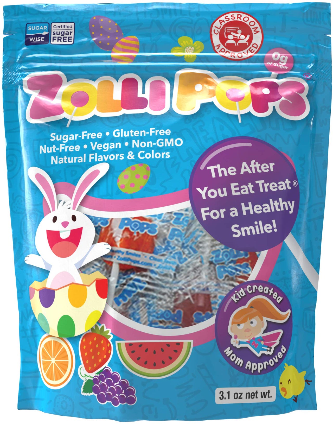 Zollipops - Easter Variety Pack - Clean Teeth Lollipops | Anti-Cavity, Sugar Free Candy with Xylitol for Healthy, Clean Teeth - Great for Kids, Diabetics and Keto Diet (3.1 oz Bag), Assorted, (EAS-VAR-3)