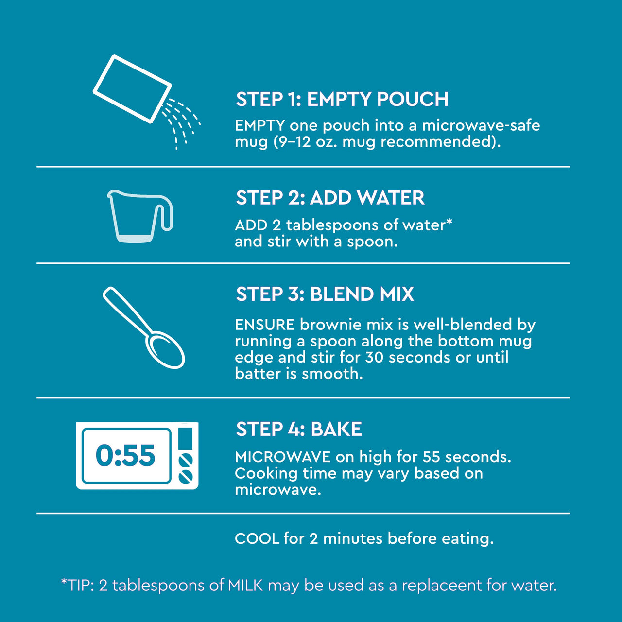 Duncan Hines Mug Cakes Walnut Brownie Mix, 4 - 2.2 OZ Pouches