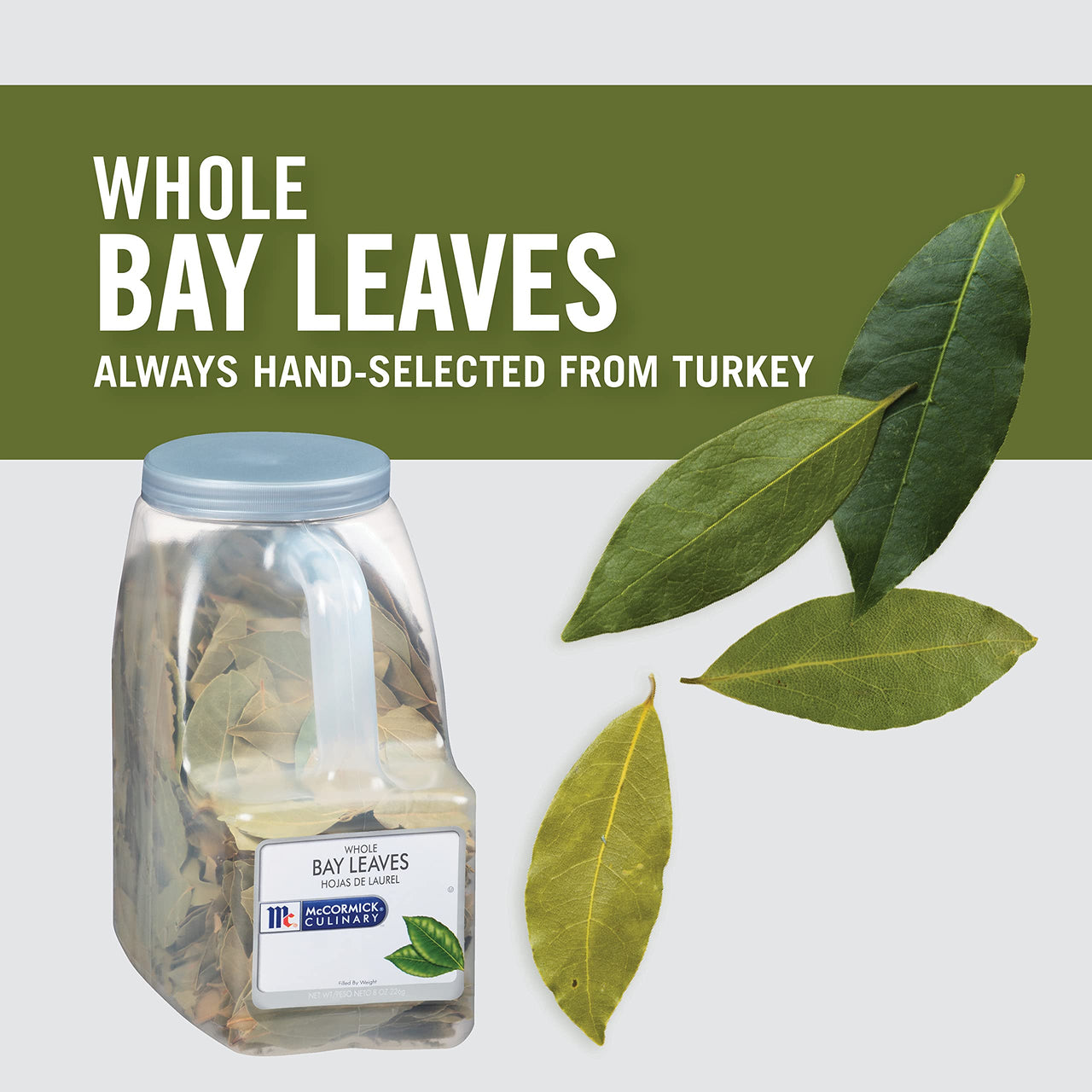 McCormick Culinary Whole Bay Leaves, 8 oz - One 8 Ounce Container of Bulk Whole Bay Leaves for a Savory Floral Flavor, Perfect in Stews and Marinades