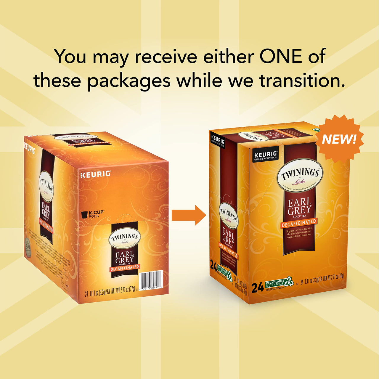 Twinings Decaf Earl Grey K-Cup Pods for Keurig, Decaffeinated Black Tea Flavoured with Citrus and Bergamot, 24 Count (Pack of 1)