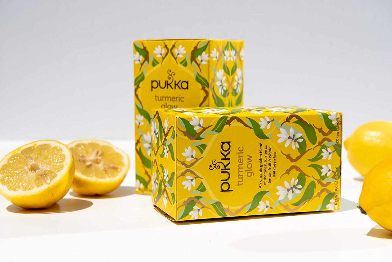 Pukka Organic Tea Bags, Turmeric Glow Herbal Whole Leaf Green Tea with Lemon, Perfect for Inner Radiance, 20 Count (Pack of 3) 60 Tea Bags