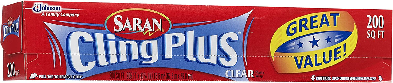 Saran Cling Plus Plastic Wrap, 200 Sq Ft, 1 Count (Pack of 1)