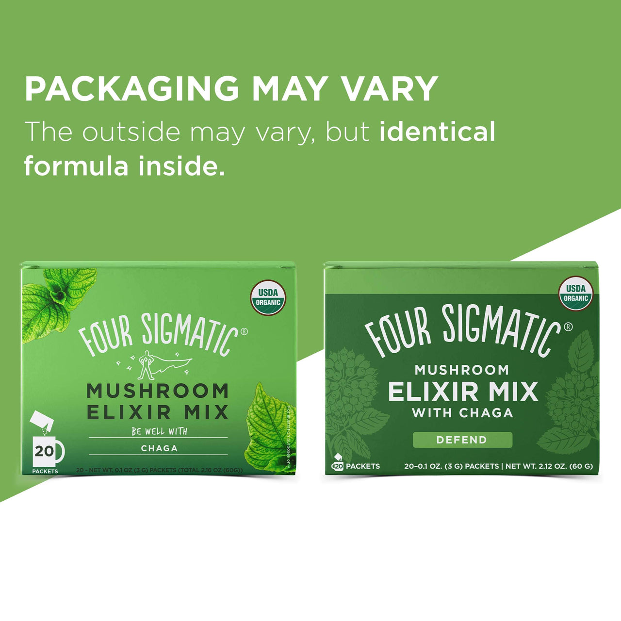 Chaga Mushroom Elixir by Four Sigmatic | Coffee Alternative with Organic Chaga Mushroom Powder, Rose Hips & Mint | Immune Support & Overall Wellness | Pack of 20