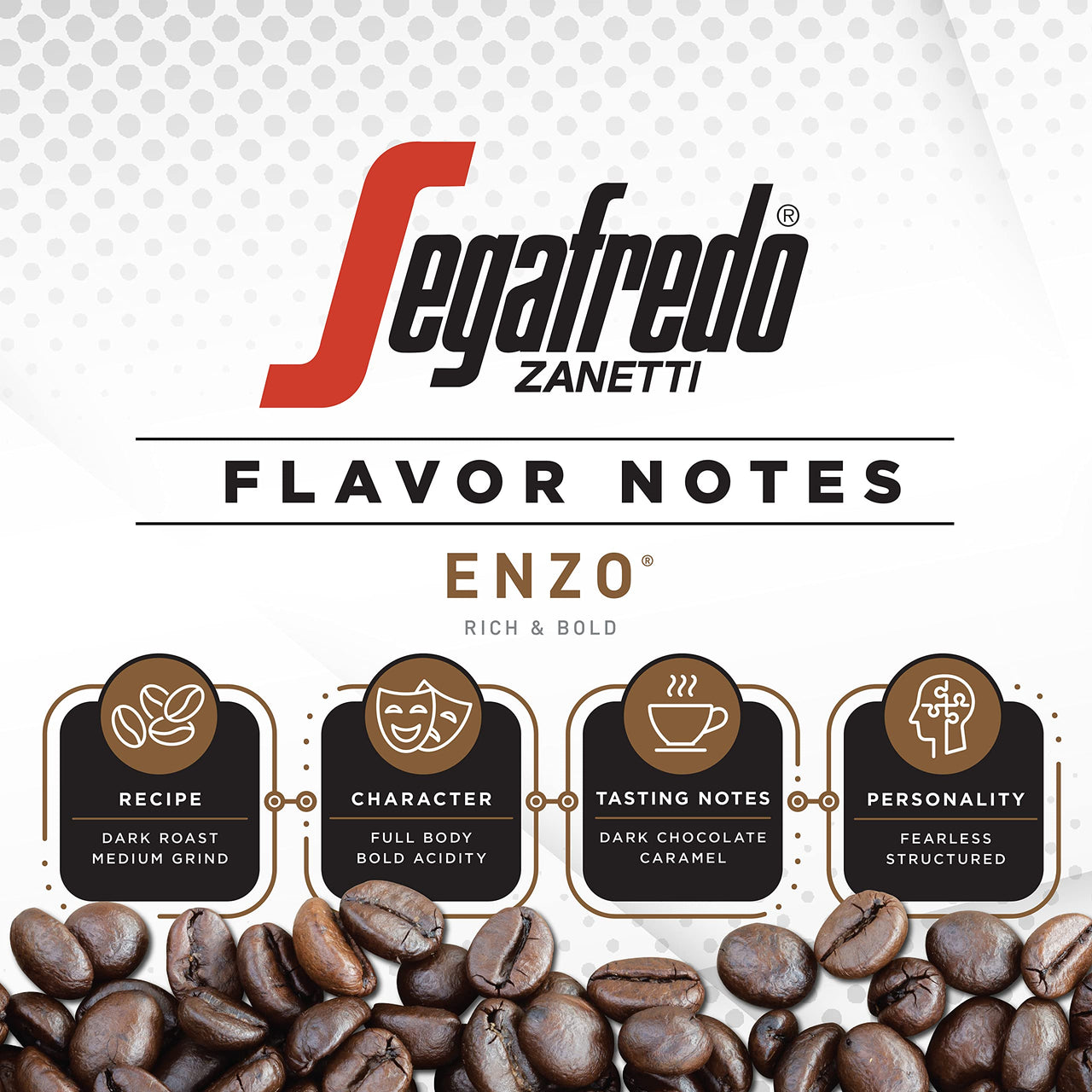 Segafredo Zanetti Ground Coffee, Enzo Dark Roast, Made with Arabica, Vivacious and Balanced Flavor