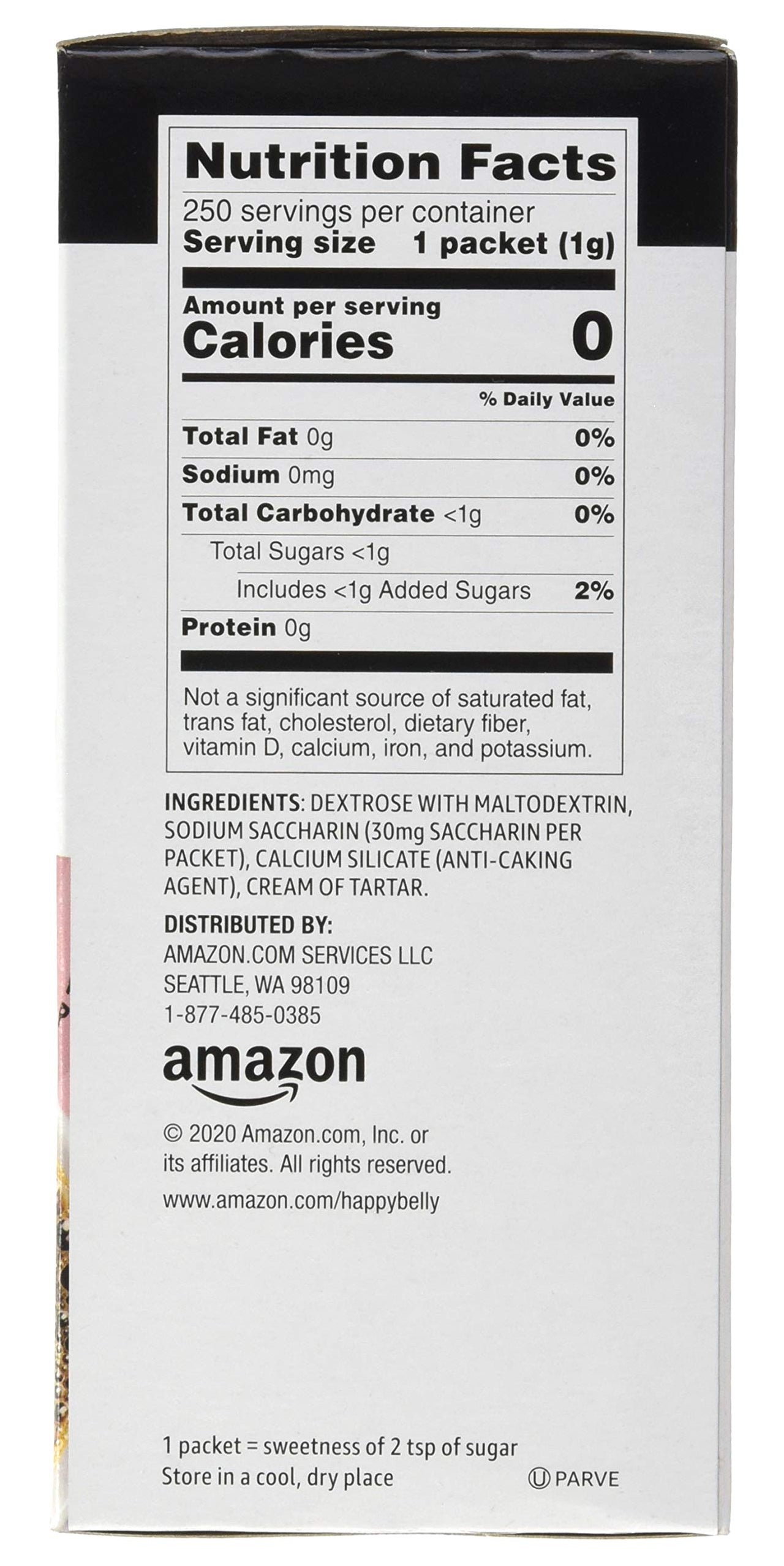 Happy Belly Zero Calorie Pink Saccharin Sweetener, 250 Count