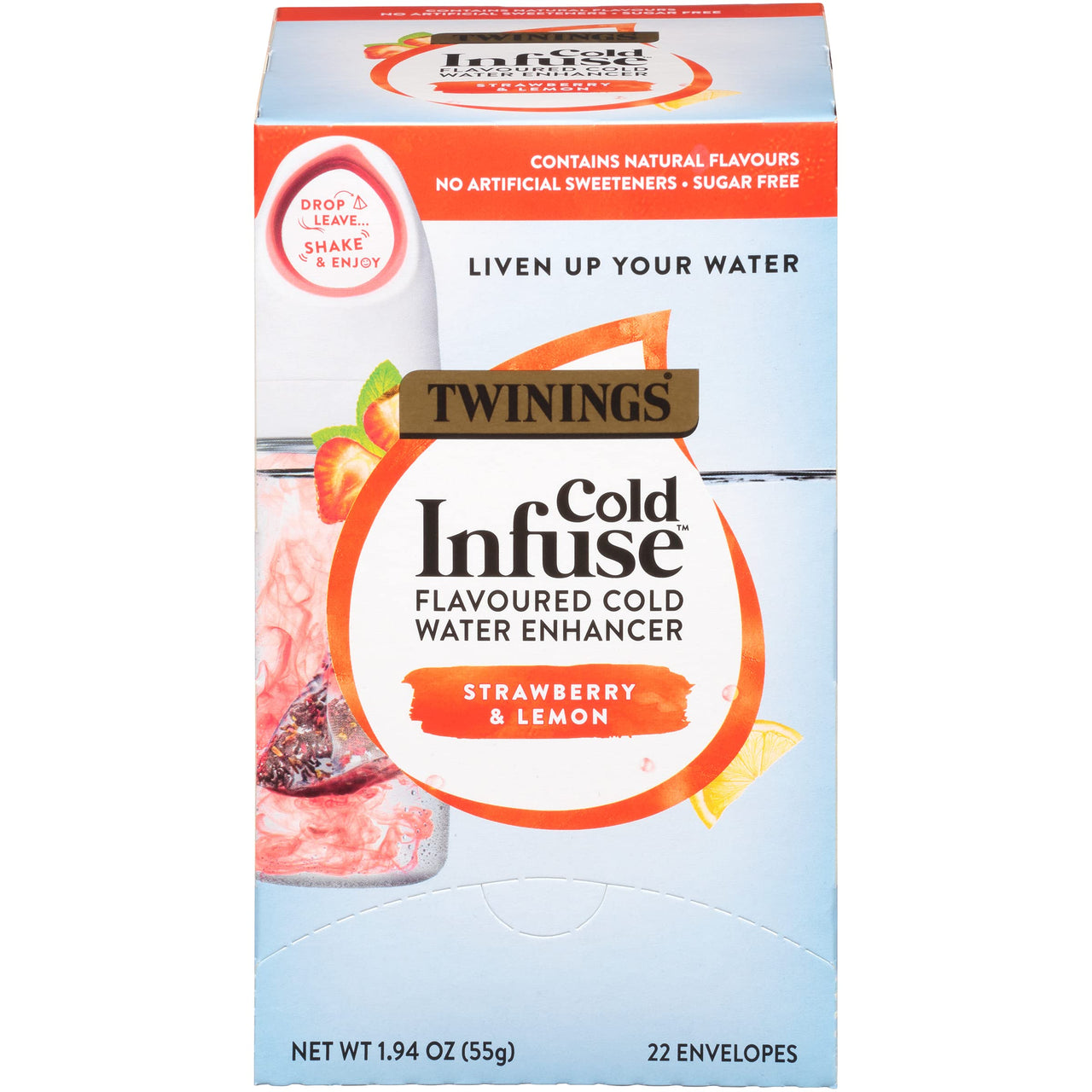 Twinings Cold Infuse Flavored Water Enhancer, Strawberry & Lemon, 22 Count (pack of 1)