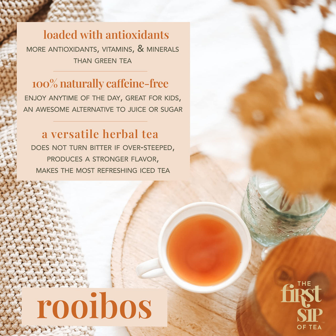 Chocolate Mint Rooibos, Tea Bags, Caffeine Free, Hot & Iced Tea, Antioxidants - 16 Cups | The Spice Hut, First Sip Of Tea