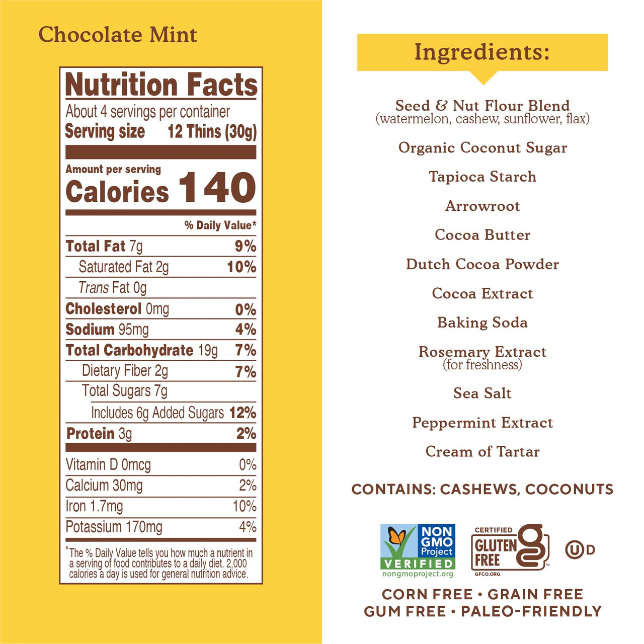 Simple Mills Sweet Thins Cookies, Seed and Nut Flour, Mint Chocolate - Gluten Free, Paleo Friendly, Healthy Snacks, 4.25 Ounce (Pack of 3)