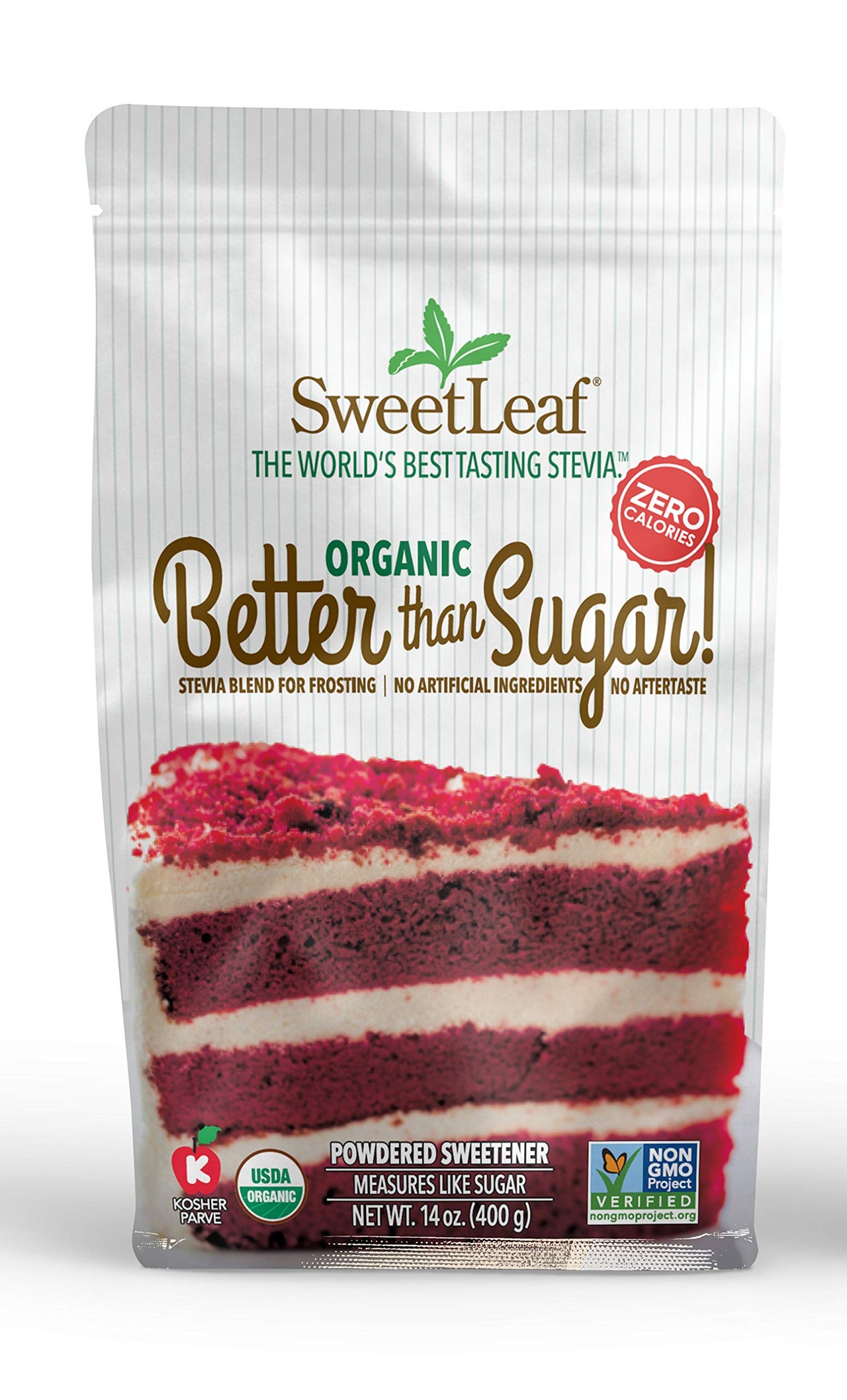SweetLeaf Better Than Sugar Organic Stevia Powdered Sweetener - Blend for Frosting, Stevia Sweetener, Zero Calorie Sweetener, Sugar Free, Non-GMO, Gluten-Free, Keto Friendly - 14 Oz