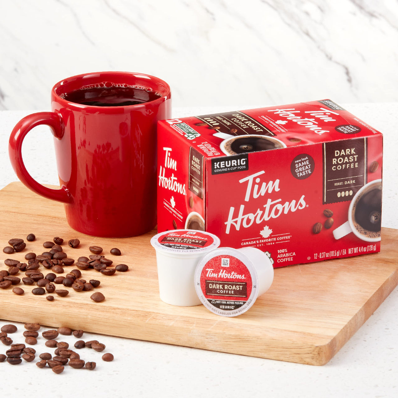 Tim Hortons Dark Roast Coffee, Single-Serve K-Cup Pods Compatible with Keurig Brewers, 12ct K-Cups