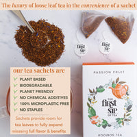 Rooibos Passion Fruit & Mango, Tea Bags, Healthy Juice Alternative, Caffeine-Free, Hot & Iced - 16 Cups. The Spice Hut, First Sip Of Tea