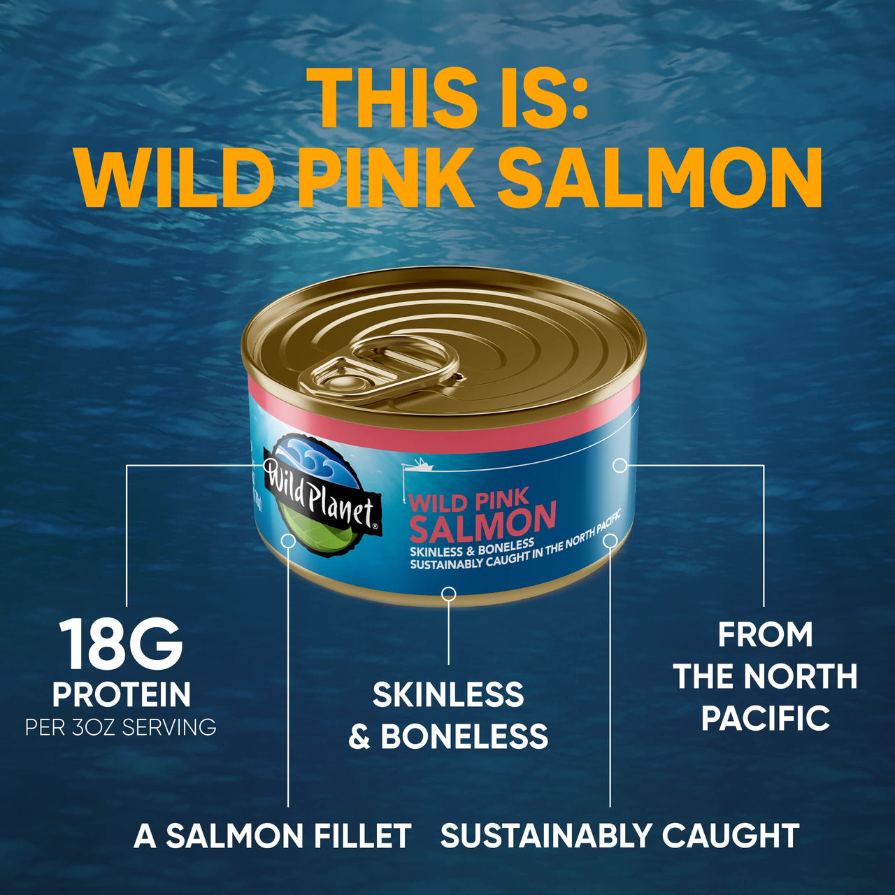 Wild Planet Wild Pink Salmon, Canned Salmon, Sustainably Caught, Non-GMO, Kosher 6 Ounce can