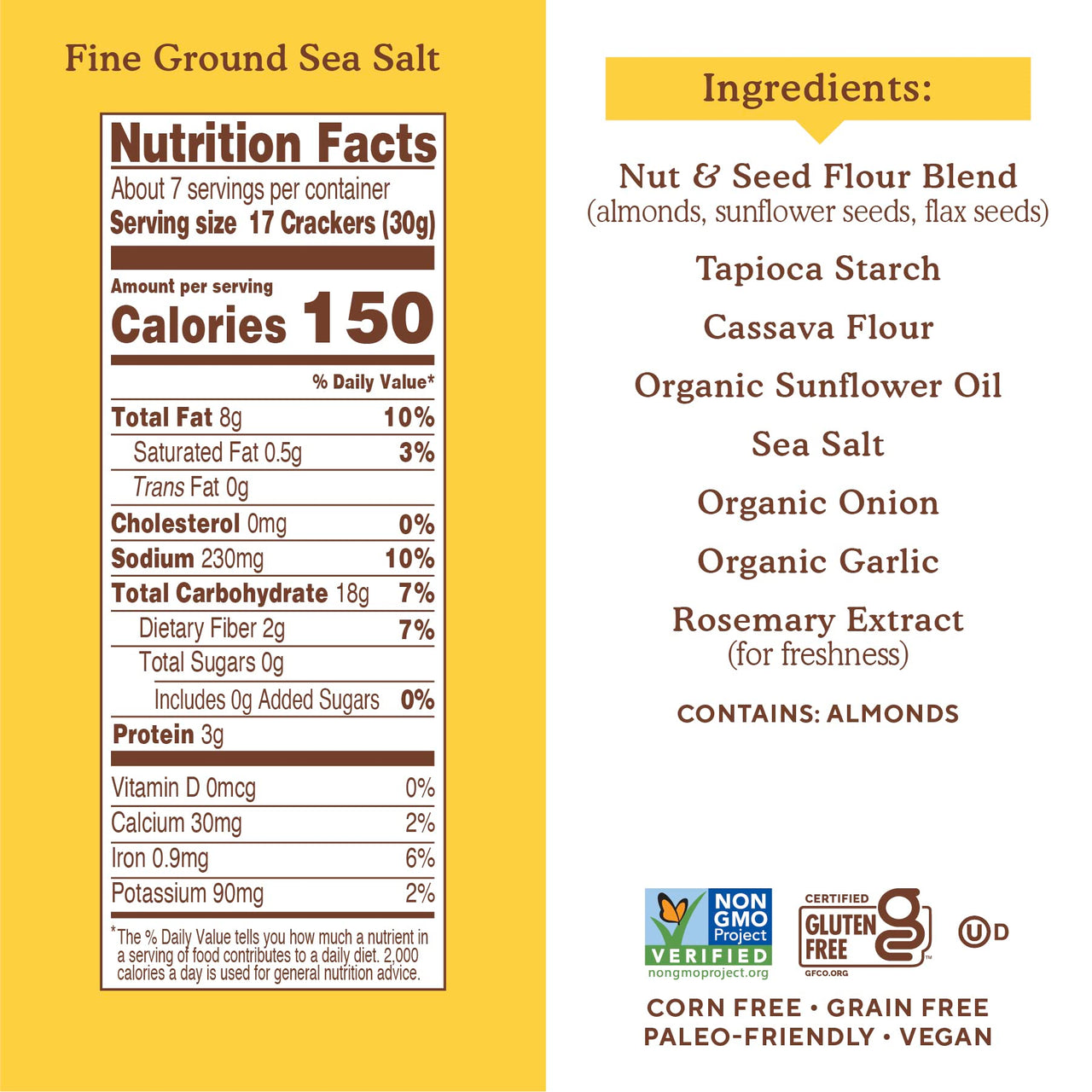 Simple Mills Almond Flour Crackers, Fine Ground Sea Salt - Gluten Free, Vegan, Healthy Snacks, 4.25 Ounce (Pack of 1)