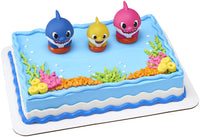 DecoSet Baby Shark Cake Topper, 3-Piece Set with Mom, Dad and Little One, Adorable Decorations with Collectible Figurines