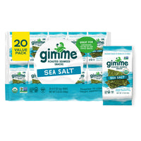 gimMe - Sea Salt - 20 Count - Organic Roasted Seaweed Sheets - Keto, Vegan, Gluten Free - Great Source of Iodine & Omega 3s - Healthy On-The-Go Snack for Kids & Adults