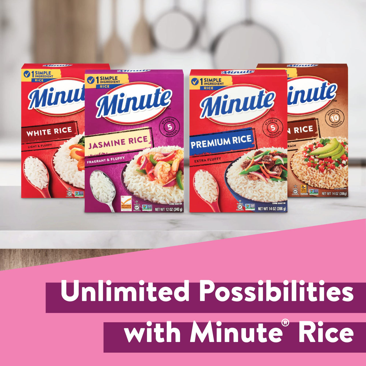 Minute Jasmine Rice, Instant Jasmine Rice for Quick Dinner Meals, 12-Ounce Box