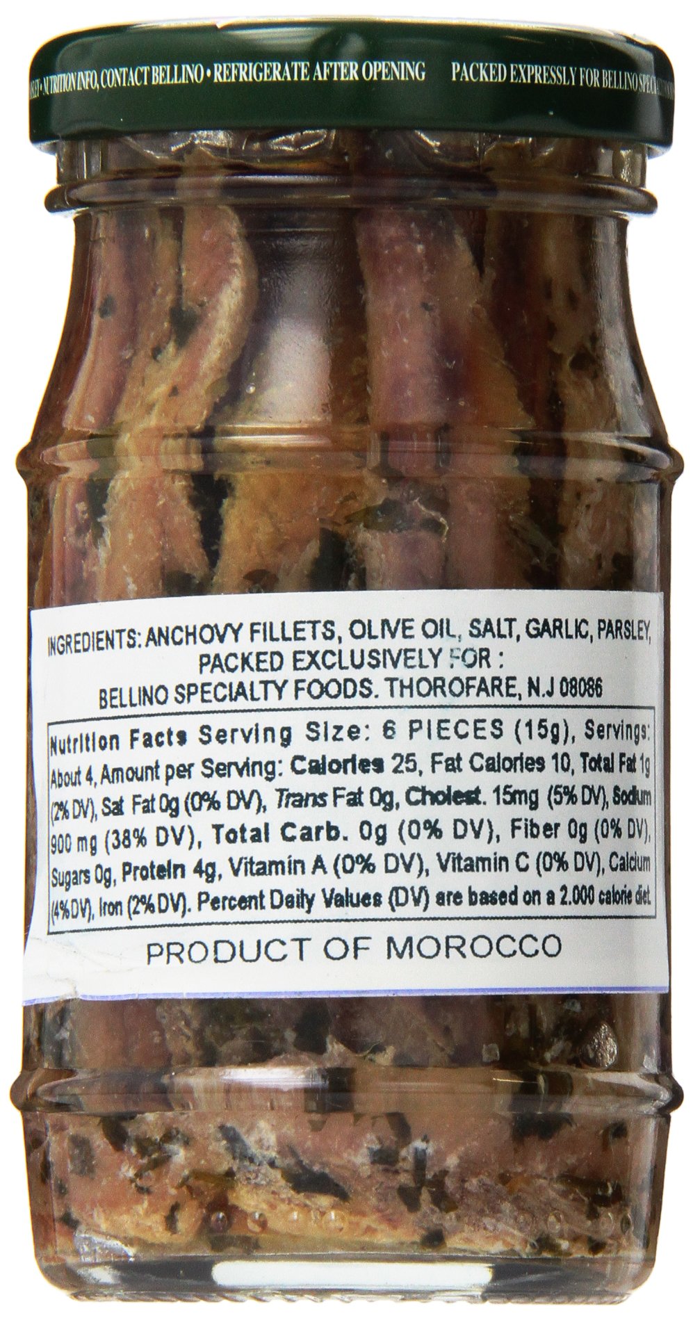 Bellino Garlic and Parsley Anchovies, 4.2 Ounce Jar