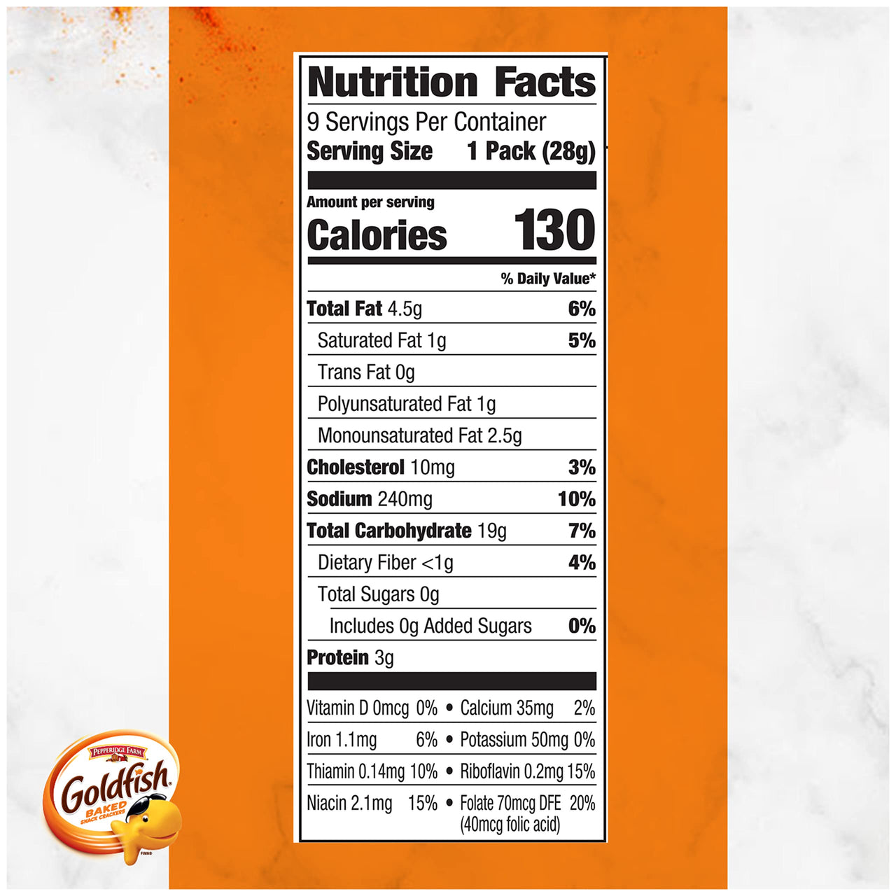 Goldfish Cheddar Cheese Crackers, Baked Snack Crackers, 1 oz On-the-Go Snack Packs, 9 Count Tray