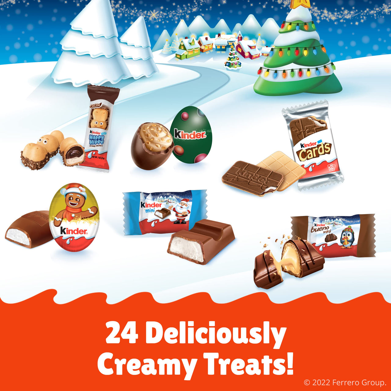 Kinder Holiday Advent Calendar, Individually Wrapped, Chocolate Advent Calendar 2022, 7.1 Ounces, 1 Pack, 24 Pieces